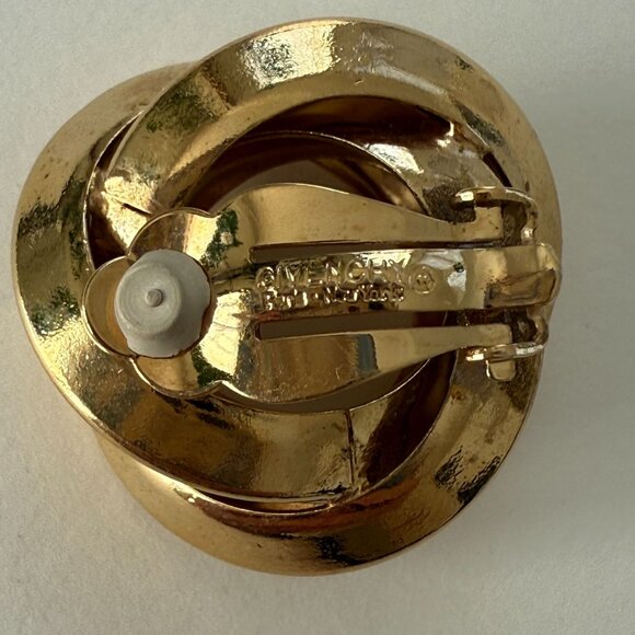 Vintage Givenchy Gold-Tone Classic Knot Clip-On Earrings Paris New York - Picture 5 of 5